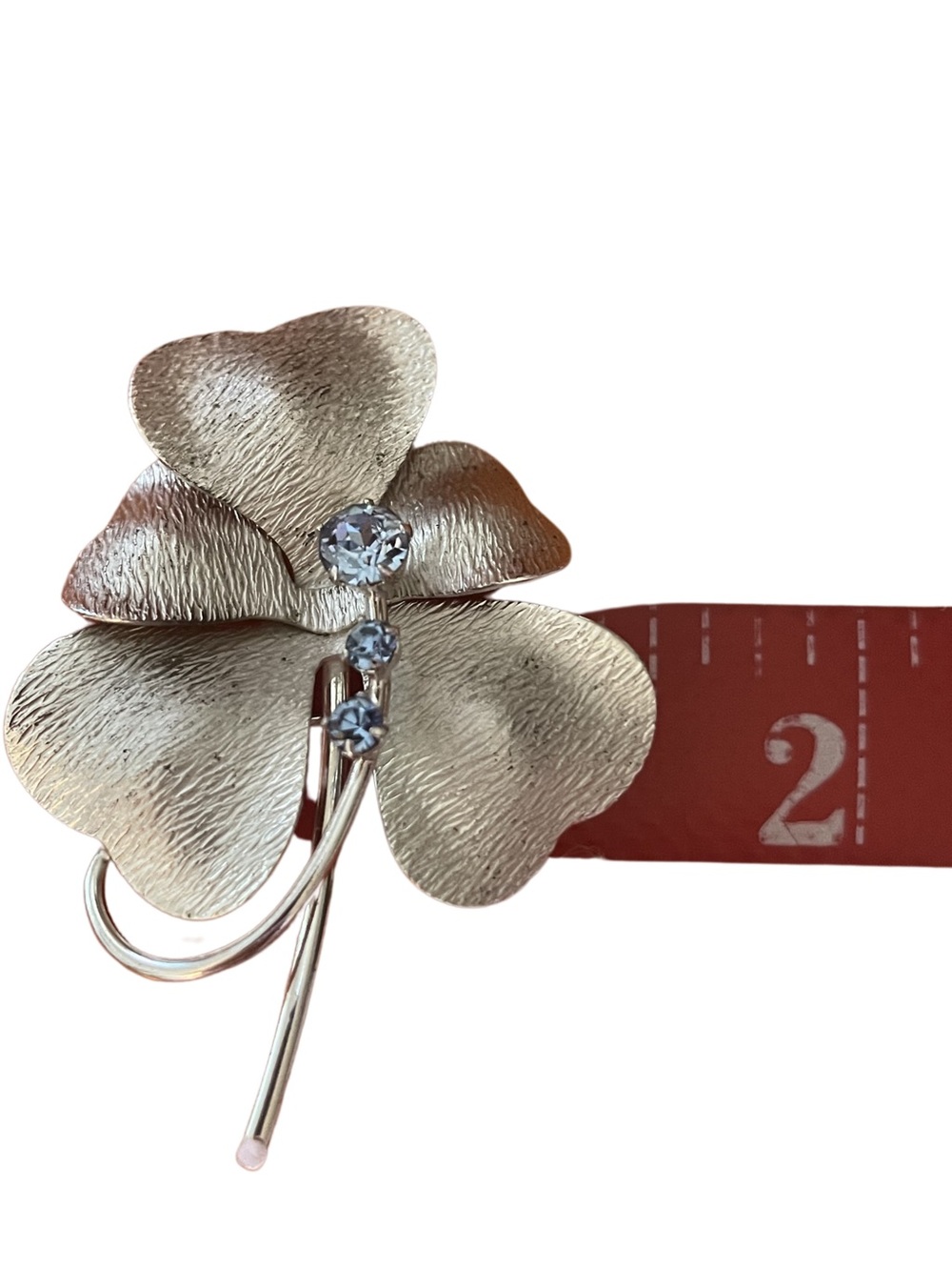 CARL ART Vintage Sterling Silver Rhinestone Clover Brooch Earrings Set Blue - Picture 4 of 9